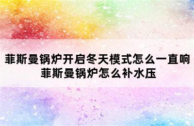 菲斯曼锅炉开启冬天模式怎么一直响 菲斯曼锅炉怎么补水压